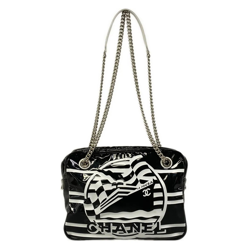 Chanel Black White Coated Canvas #326103C16B